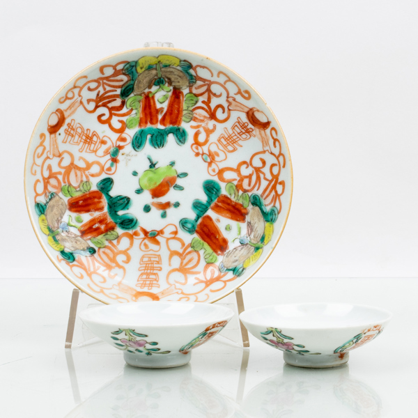 FAT, 3 st, porslin, Kina, 1800-/1900-tal