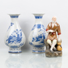 FIGUR OCH VASER, 3 del, keramik, asiatiska, 1900-/2000-tal