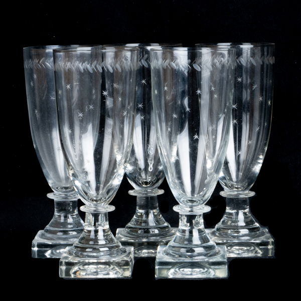 VINGLAS, 5 st, glas, sannolikt 1900-talets första hälft