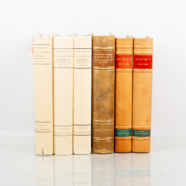 LITTERATUR, 5 vol, om Gustav V, av Erik Lindorm, Karl Hildebrand mfl