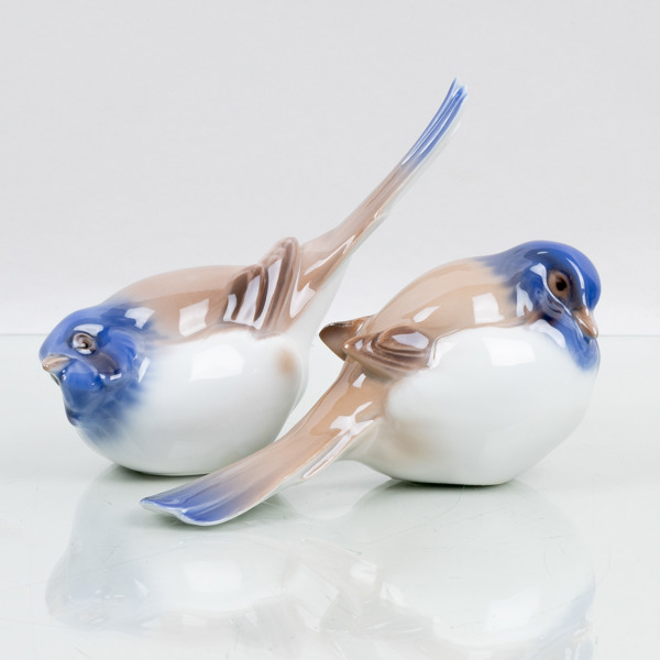 FIGURINER, 2 st, porslin, "Optimisten och pessimisten", Bing & Gröndahl, Danmark