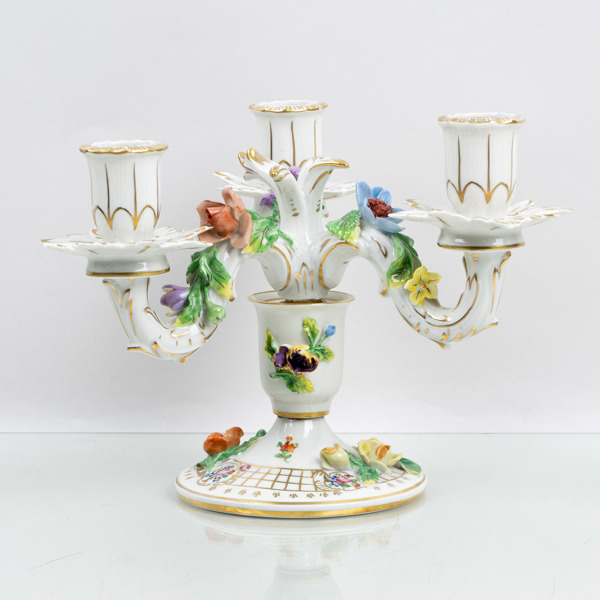 LJUSSTAKE, porslin, Dresden, 1900-talets mitt