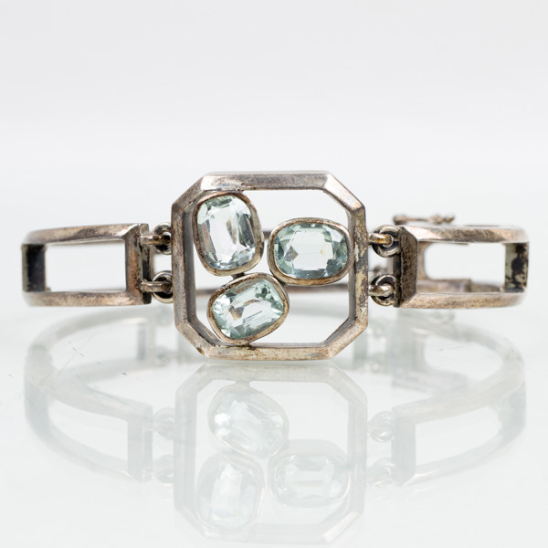 ARMBAND, silver, med akvamariner, Erik Thomasson, Stockholm 1968