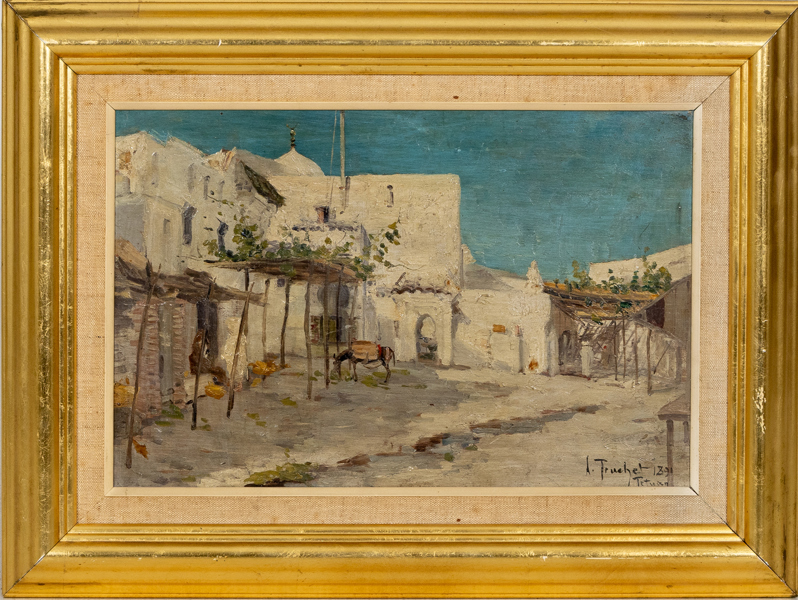 LOUIS ABEL-TRUCHET (Frankrike, 1857-1918), olja på pannå, signerad och daterad 1891 Tetuan