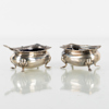SALTKAR OCH KAFFESKEDAR, 6 del, silver, bla England, 1900-tal, tot silvervikt ca 130 g