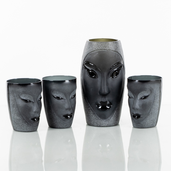MATS JONASSON, 4 st, vaser, glas, Målerås, 1900-/2000-tal, monogramsignerade