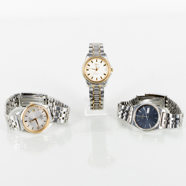 ARMBANDSUR, 3 st, stål. Certina, Tissot samt Seiko, 1900-talets slut