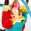 LEKSAK, metall och textil, "Circus clown", Roly Poly wind up, 1900-talets mitt
