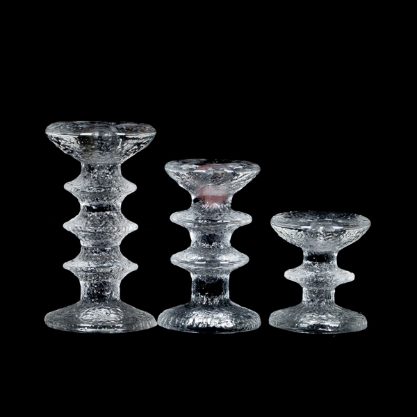 TIMO SARPANEVA, 3 st, ljusstakar, glas, "Festivo", Iittala