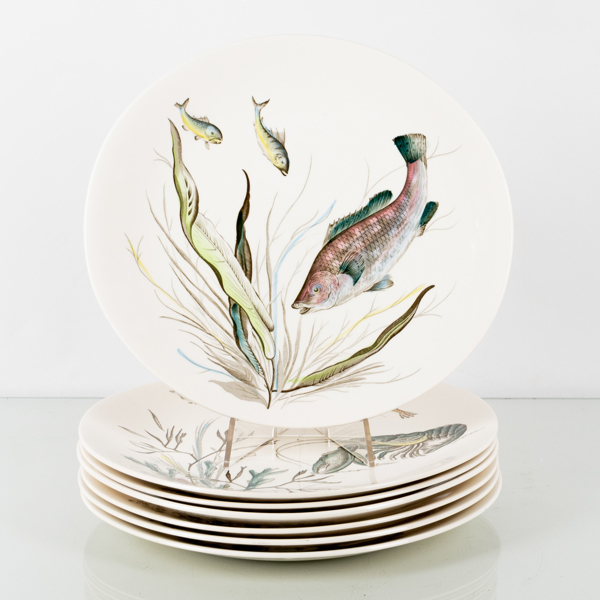 FISKTALLRIKAR, 7 st, porslin, "Fish", Johson & Bros, England, 1900-talets andra hälft