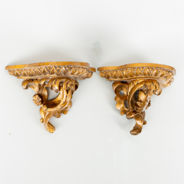 VÄGGKONSOLER, 1 par, bronserat trä, 1800-/1900-tal