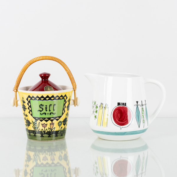 SILLBURK OCH BRINGARE, porslin, bla "Picknick", formgivning av E Jarup resp M Westman, Deco samt Rörstrand