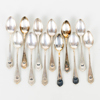 KAFFESKEDAR, 12 st, silver, MGAB, bla 1947, tot vikt ca 150 g 