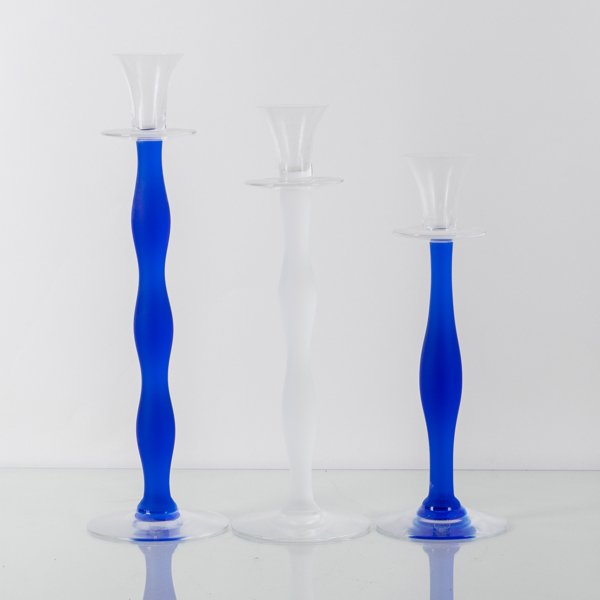 ANNE NILSSON, 3 st ljusstakar, glas, "Celeste", Orrefors
