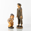 NILS WIDE, SÖDERBYKARL (1888-1954), figur, skuret och bemålat trä, "Räv Pelle Rospigg", signerad, samt en osignerad