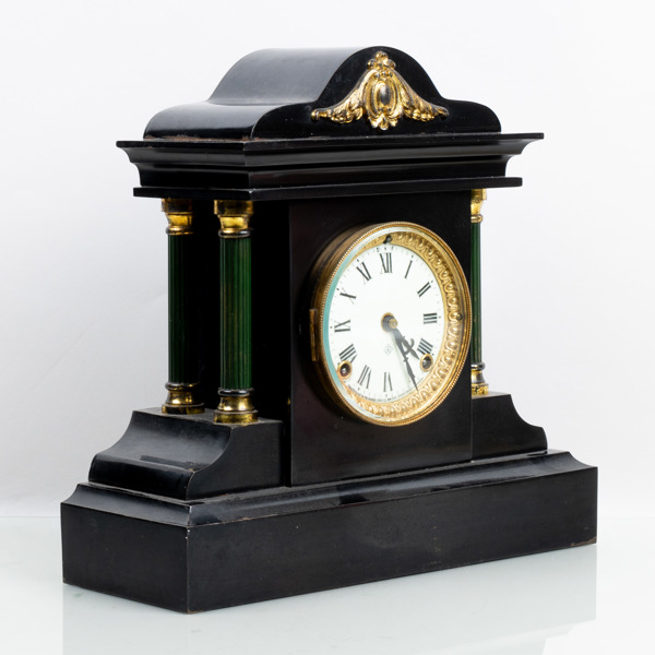 BORDSUR, patinerad metall, Ansonia Clock Co., New York, USA, 1800-/1900-tal