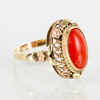 RING, 14k guld, med röd sten, tot vikt ca 2,7 g