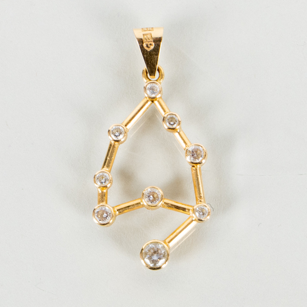 HÄNGE, 18k guld, med vita stenar, tot vikt ca 2,5 g