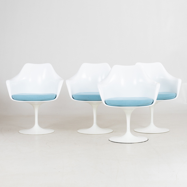 EERO SARINEN, 4 st karmstolar, "Tulip", Knoll Studio, 2000-tal