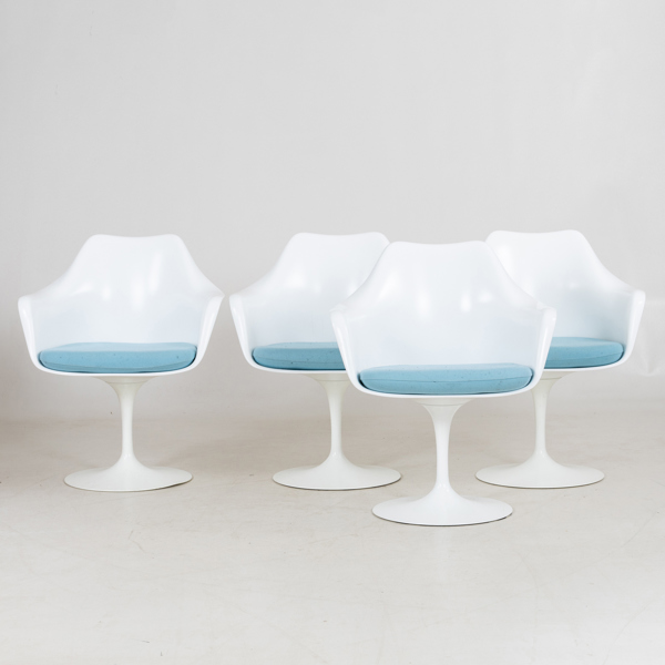 EERO SARINEN, 4 st karmstolar, "Tulip", Knoll Studio, 2000-tal