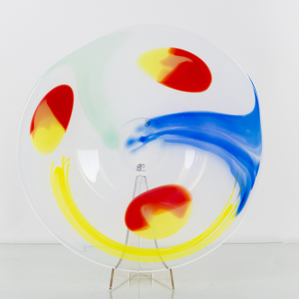 BERIT JOHANSSON, skålfat, glas, Sjöhyttan, 1989, unik, signerat