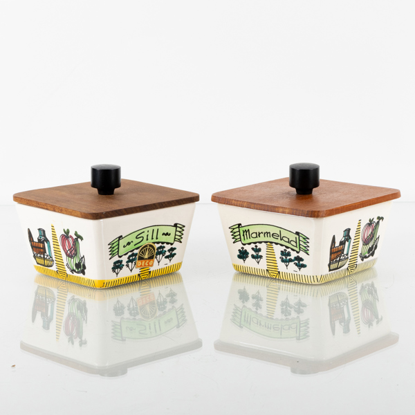 LOCKBURKAR, 2 st, porslin, Geo Wide, Deco Hälsingborg, 1950-tal