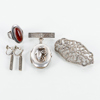 BROSCH,RING, HÄNGE SAMT ÖRHÄNGEN, silver, med markasiter, 1900-talets första hälft