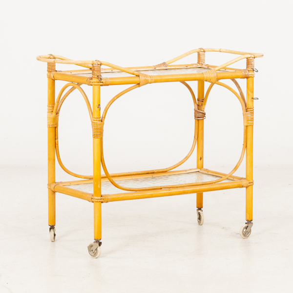 SERVERINGSVAGN/BLOMSTERBORD, rotting och glas, 1940-tal