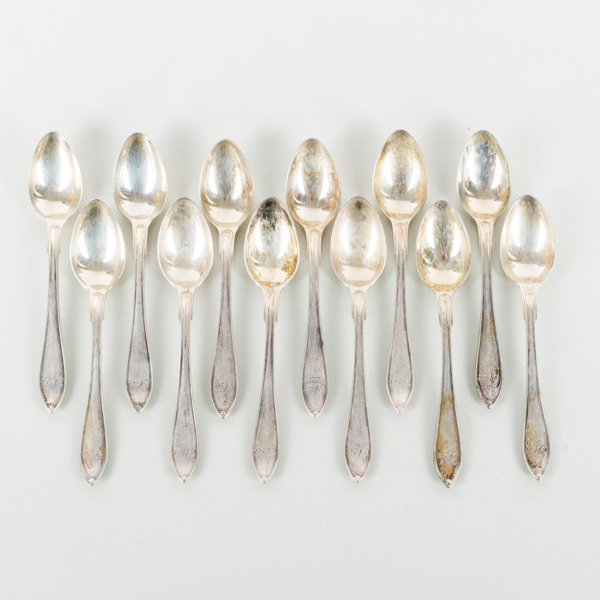 KAFFESKEDAR, silver, inskription Elsa, GAB Stockholm bla 1920,  tot vikt ca 150 g 