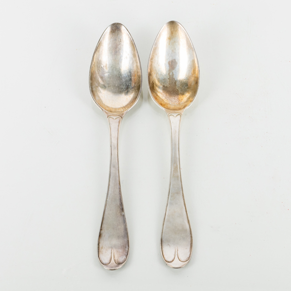 OLOF HAGRELIUS, 2 st matskedar, silver, Mariefred 1819, tot vikt ca 120 g 