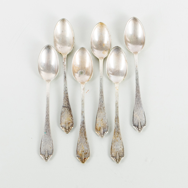 KAFFESKEDAR, 6 st, silver, svenska stämplar AGA 1927, tot vikt ca 45 g 