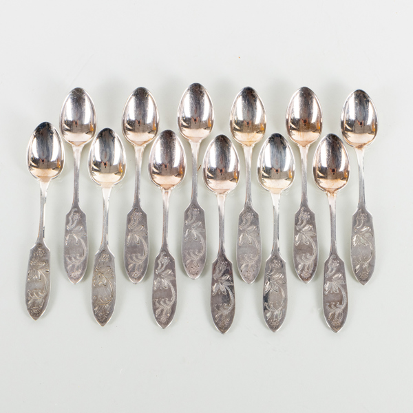 MOCKASKEDAR, 12 st, silver, Mema bla 1965, tot vikt ca 110 g 