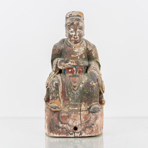 SKULPTUR, skuret och bemålat trä, Asien, sannolikt 1800-tal