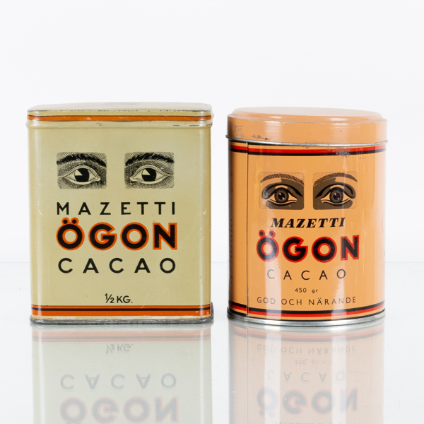 PLÅTBURKAR, 2 st, Mazetti, 1900-talets mitt