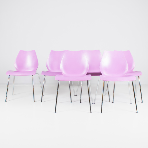 VICO MAGISTRETTI, 5 st stolar, "Maui", Kartell, Italien