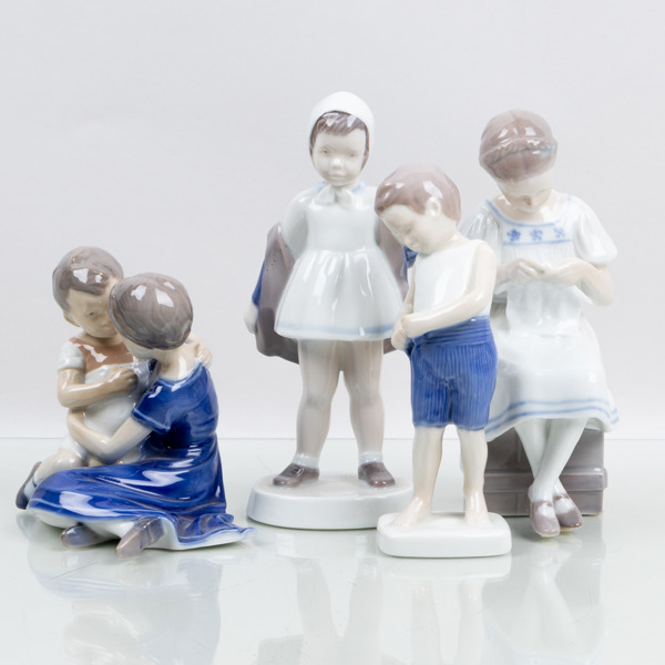 FIGURINER, 4 st, porslin, Bing & Gröndahl, sannolikt 1900-talets mitt