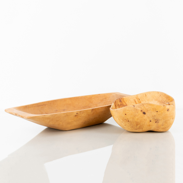 SKÅL OCH TRÅG, trä, signerade och daterade EP 1986 samt 1991