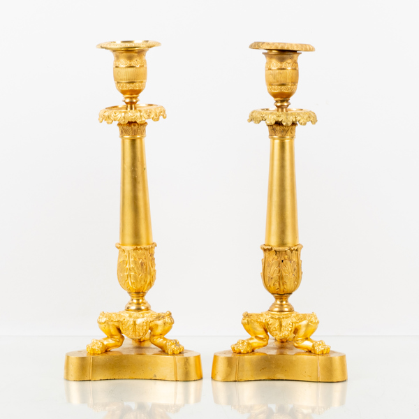 LJUSSTAKAR, 1 par, brons, Frankrike, 1800-tal