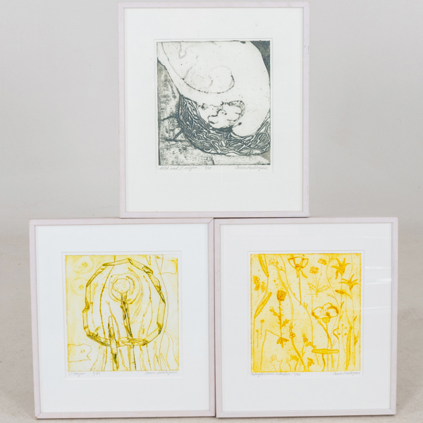 CARIN LINDEGREN (1940-2009), 3 st, färglitografier, signerade och numrerade