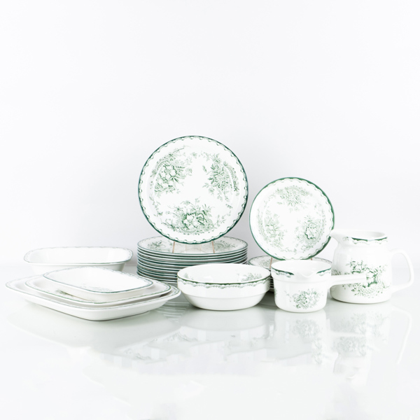 SERVISPORSLIN, 28 del, porslin, "Grön Anna", Rörstrand