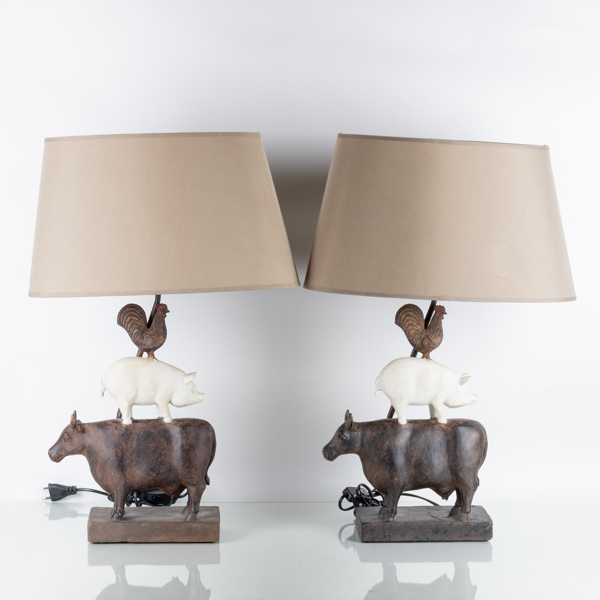 BORDSLAMPOR, 1 par, gjutgods, sent 1900-/2000-tal