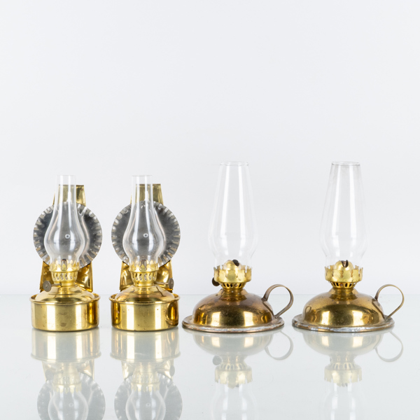 FOTOGENLAMPOR, 2 par, mässing och glas, 1900-tal 