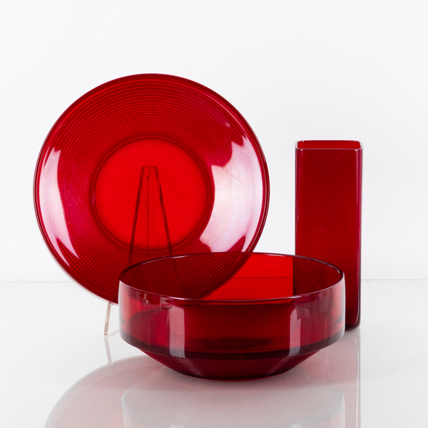 VAS, SKÅL SAMT FAT, glas, sannolikt Reijmyre, 1900-talets andra hälft