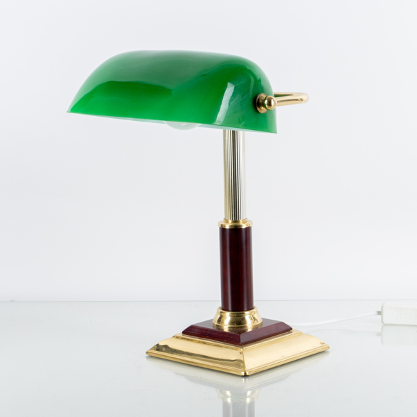 BIBLIOTEKSLAMPA, mässing och plast, 1900-/2000-tal