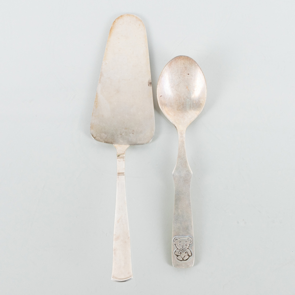 TÅRTSPADE OCH SKED, silver, bla GAB Stockholm 1966, tot vikt ca 85 g