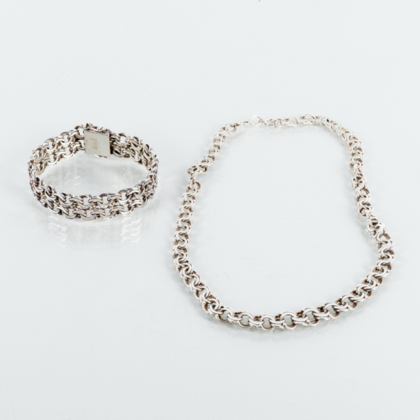 COLLIER OCH ARMBAND, silver, 1900-talets andra hälft