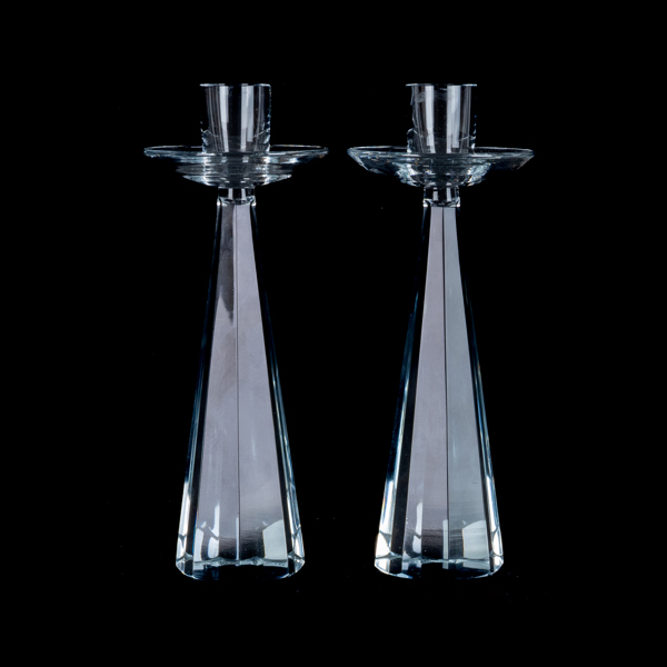 GERDA STRÖMBERG, 1 par ljusstakar, glas, "P50", Strömbergshyttan