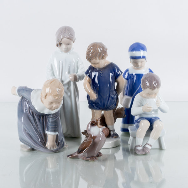 BING & GRÖNDAHL, 6 st figuriner, porslin, Danmark
