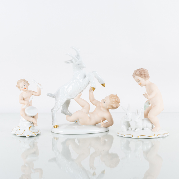 FIGURINER, 3 st, porslin, Wallendorf, 1900-talets mitt