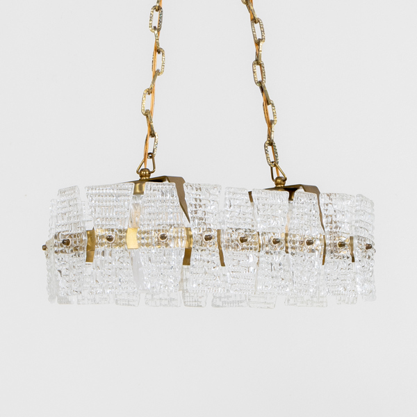 TAKLAMPA, mässing och glas, 1960-/70-tal